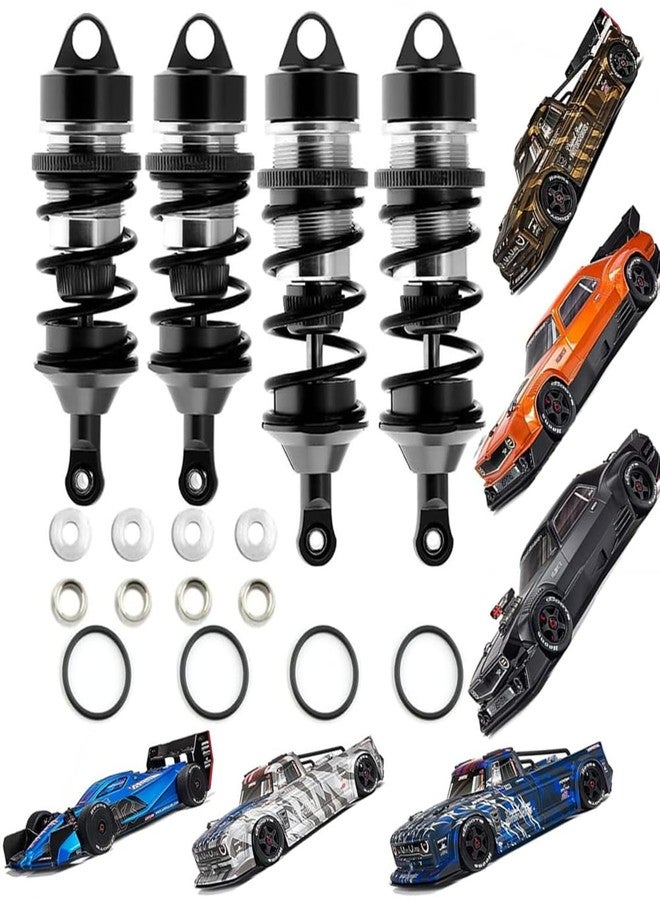 UURCSKY ممتص صدمات من سبيكة معدنية لسيارات التحكم عن بعد ARRMA 1/7 Infraction 6S BLX Felony 6S BLX Limitless Roller، قطع غيار بديلة للأرقام #ARA330627 و#ARA330628 (أسود) - Image 1